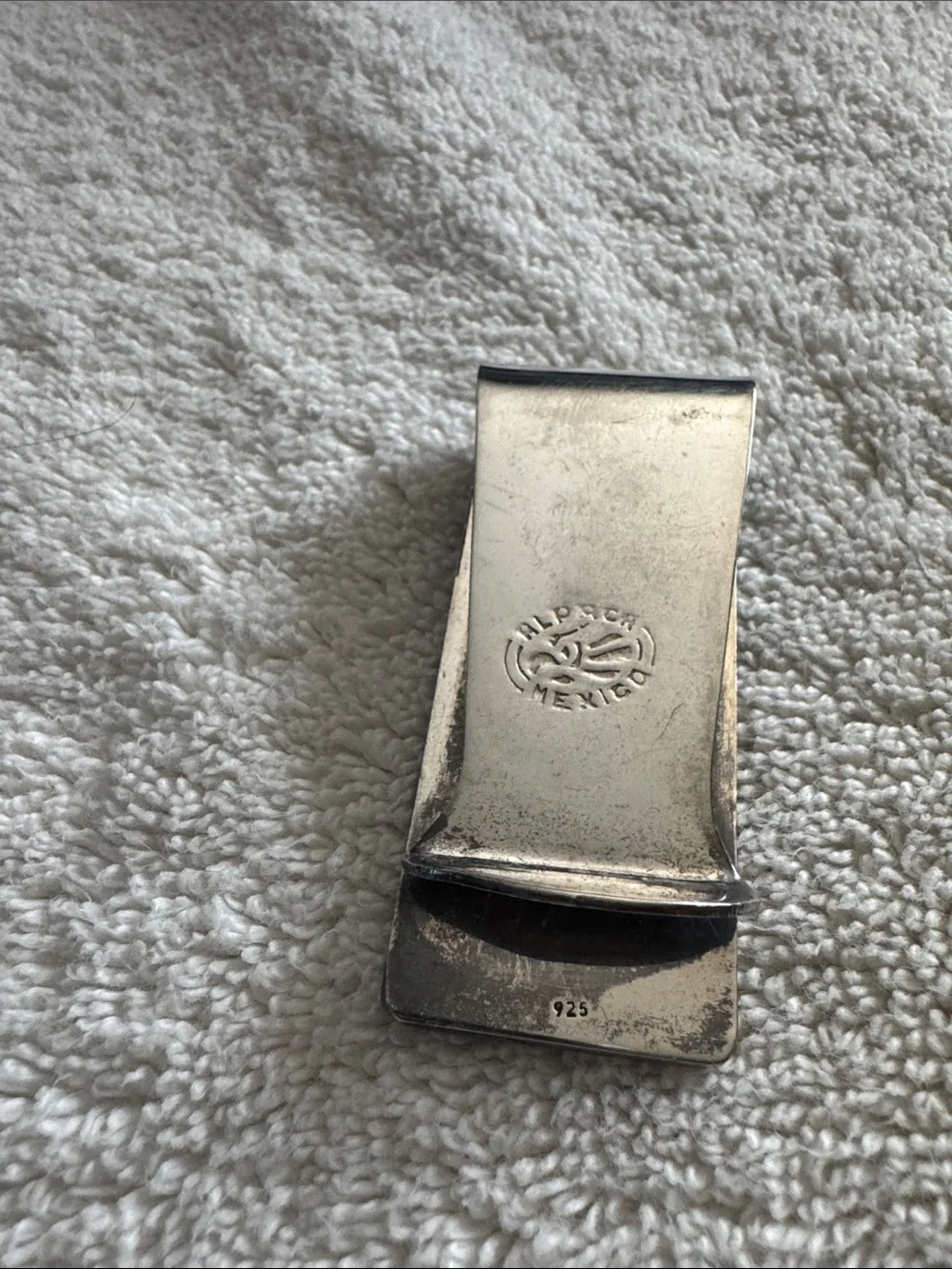Handcrafted Sterling Silver Money Clip with Fish Accent and Turquoise Inlay.